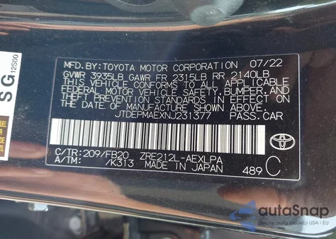 2022 Toyota Corolla Le from USA, damaged, VIN JTDEPMAEXNJ231377